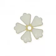 Dije flor de metal y resina epoxi 15 mm Blanco/Dorado x 5
