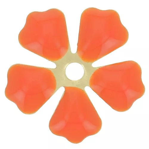 Dije flor de metal y resina epoxi 15 mm Rosa coral/Dorado x 5
