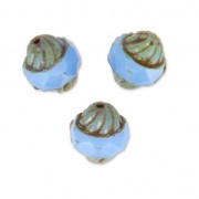 Cuentas de vidrio Saturn Beads 11x10 mm Light Sapphire Opal Travertin x10