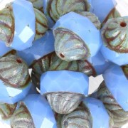 Cuentas de vidrio Saturn Beads 11x10 mm Light Sapphire Opal Travertin x10