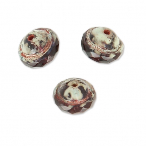 Cuentas de vidrio Saturn Beads 8x10 mm Amethyst Travertin x10