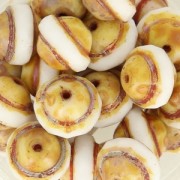 Cuentas de vidrio Saturn Beads 8x10 mm Opaco White Travertin x10