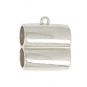 Terminal doble de metal para cordón 10 mm plateado antiguo|raw }}