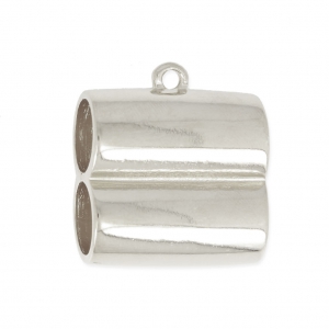 Terminal doble de metal para cordón 10 mm plateado antiguo