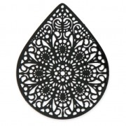 Colgante teñido laser cut gota 49x39 mm Negro x1
