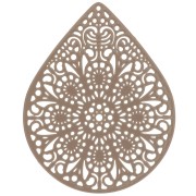 Colgante teñido laser cut gota 49x39 mm - Marron claro x1