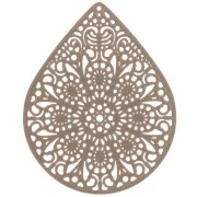 Colgante teñido laser cut gota 49x39 mm - Marron claro x1