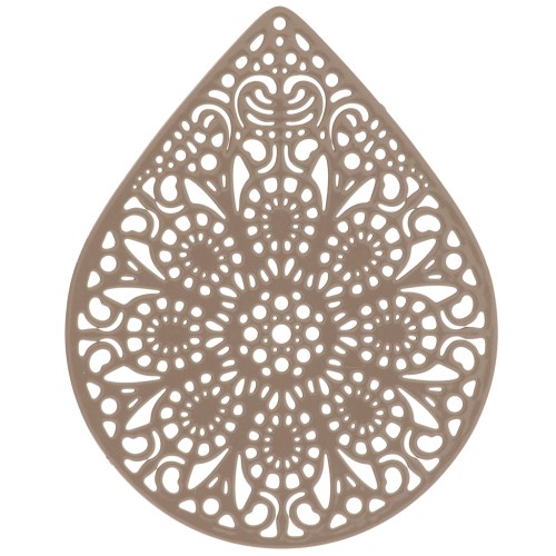 Colgante teñido laser cut gota 49x39 mm - Marron claro x1