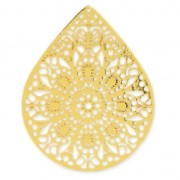 Colgante teñido laser cut gota 49x39 mm dorado x1|raw }}