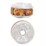 Perla rondel Strass 5 mm plateado/Topaz x4