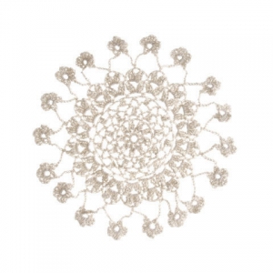 Tapete de encaje de ganchillo flor 20 cm Crudo x1