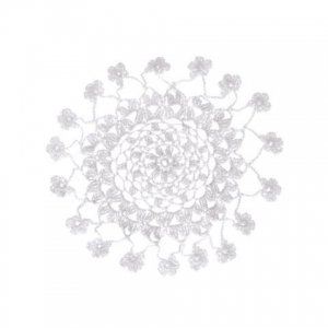 Tapete de encaje de ganchillo flor 20 cm Blanco x1