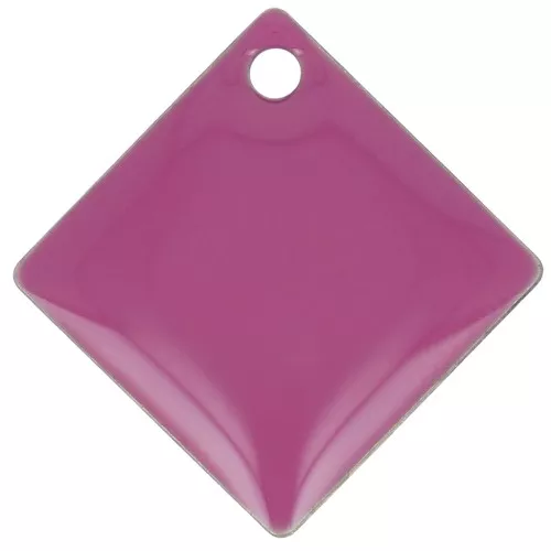 Dijes rombos/cuadrados de metal y resina epoxi 16x16 mm Fucsia x 8