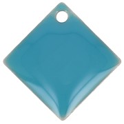 Dijes rombos/cuadrados de metal y resina epoxi 16x16 mm Azul x 8