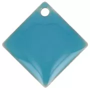 Dijes rombos/cuadrados de metal y resina epoxi 16x16 mm Azul x 8