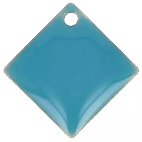 Dijes rombos/cuadrados de metal y resina epoxi 16x16 mm Azul x 8