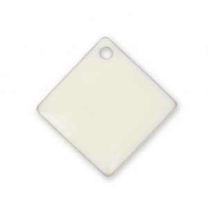 Dijes rombos/cuadrados de metal y resina epoxi 16x16 mm Blanco hueso x 8