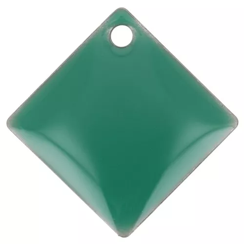 Dijes rombos/cuadrados de metal y resina epoxi 16x16 mm verde esmeralda x 8