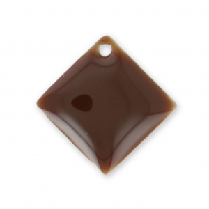 Dijes rombos/cuadrados de metal y resina epoxi 18x18 mm Marrón x 8