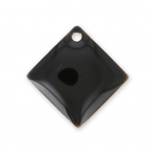 Dijes rombos/cuadrados de metal y resina epoxi 16x16 mm Negro x 8