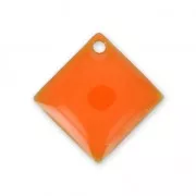 Dijes rombos/cuadrados de metal y resina epoxi 16x16 mm Naranja x 8