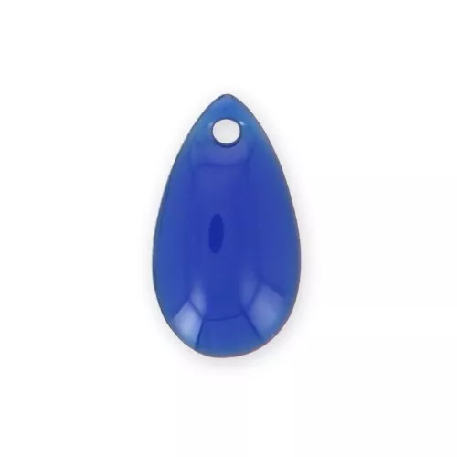Dijes gotas de metal y resina epoxi 14x8 mm Azul Eléctrico x 8