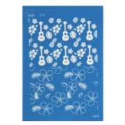 Silk Screen Moiko para Arcilla polimérica 74x105 mm - Diseño Flores Tropicales y Ukulélés 9.07