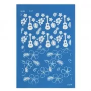 Silk Screen Moiko para Arcilla polimérica 74x105 mm - Diseño Flores Tropicales y Ukulélés 9.07