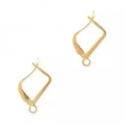 Ganchos para pendientes forma design rectángulo 15 mm Dorado con oro fino x2