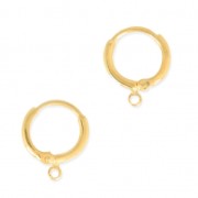 Ganchos para pendientes forma design redonda 15.6 mm Dorado con oro fino x2|raw }}