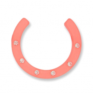 Perla Polaris en forma de herradura con strass 30 mm Coral Fluo x1