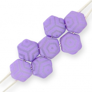 Cuentas de vidrio checa Honeycomb 6 mm Violet Silk Mat Laser Web x20