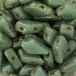 Cuentas de vidrio checas Kite Beads 9x5 mm Green Turquesa Luster x10g