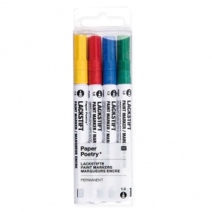 LACKSTIFT - 4 Rotuladores Tinta 1.2 mm - Paper Poetry - Amarillo/Rojo/Azul/Verde