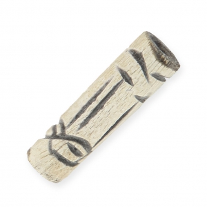 Cuentas tubulares étnicas de cuerno, 8 x 24 mm, color natural, x 5