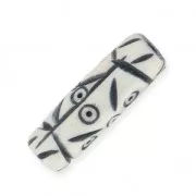 Cuentas tubulares étnicas de hueso, 25 x 9 mm, blancas, x 5