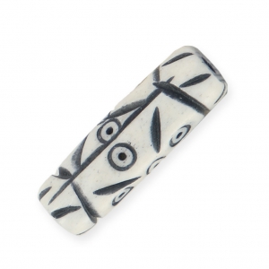 Cuentas tubulares étnicas de hueso, 25 x 9 mm, blancas, x 5