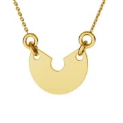 Colgante mitad redondo 2 agujeros 15 mm de Plata 925 Dorado con oro fino x1