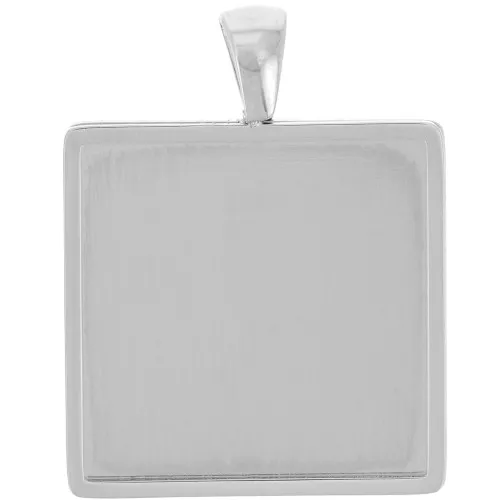 Engaste colgante para cabujón fondo plano cuadrado 20 mm de Acero inox 316L x1