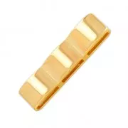 Cuenta pasante triple cuadrado 38x9.5 mm para cordón 10 mm Dorado con oro fino