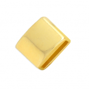 Cuenta pasante cuadrado 12x9.5 mm para cordón 10 mm Dorado con oro fino