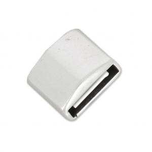 Cuenta pasante cuadrado 12x9.5 mm para cordón 10 mm plateado antiguo