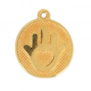 Dije mano de fatma resina epoxi 20 mm Noir/Dorado con oro fino