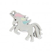 Dije unicornio resina epoxi 17x25 mm Pastel/plateado antiguo