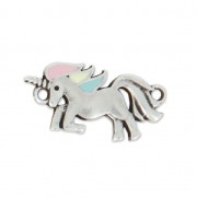 Entrepieza unicornio resina epoxi 2 anillas 22 mm Pastel/plateado antiguo|raw }}