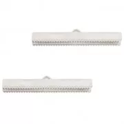 Terminal dentado 40 mm Chapado en plata fina x2