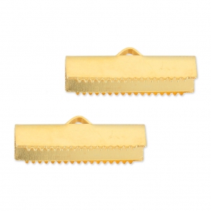 Terminal dentado 20 mm Dorado con oro fino  x2