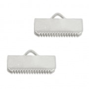 Terminal dentado 15 mm Chapado en plata fina x2