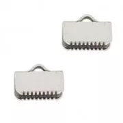 Terminal dentado 10 mm plateado antiguo x2