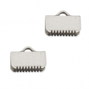 Terminal dentado 10 mm plateado antiguo x2